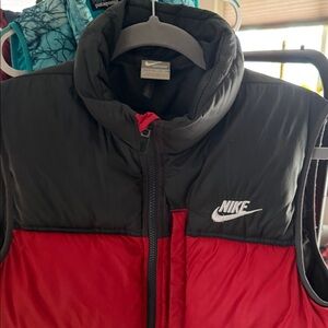 Nike Black and Red Quilted Puffer Vest